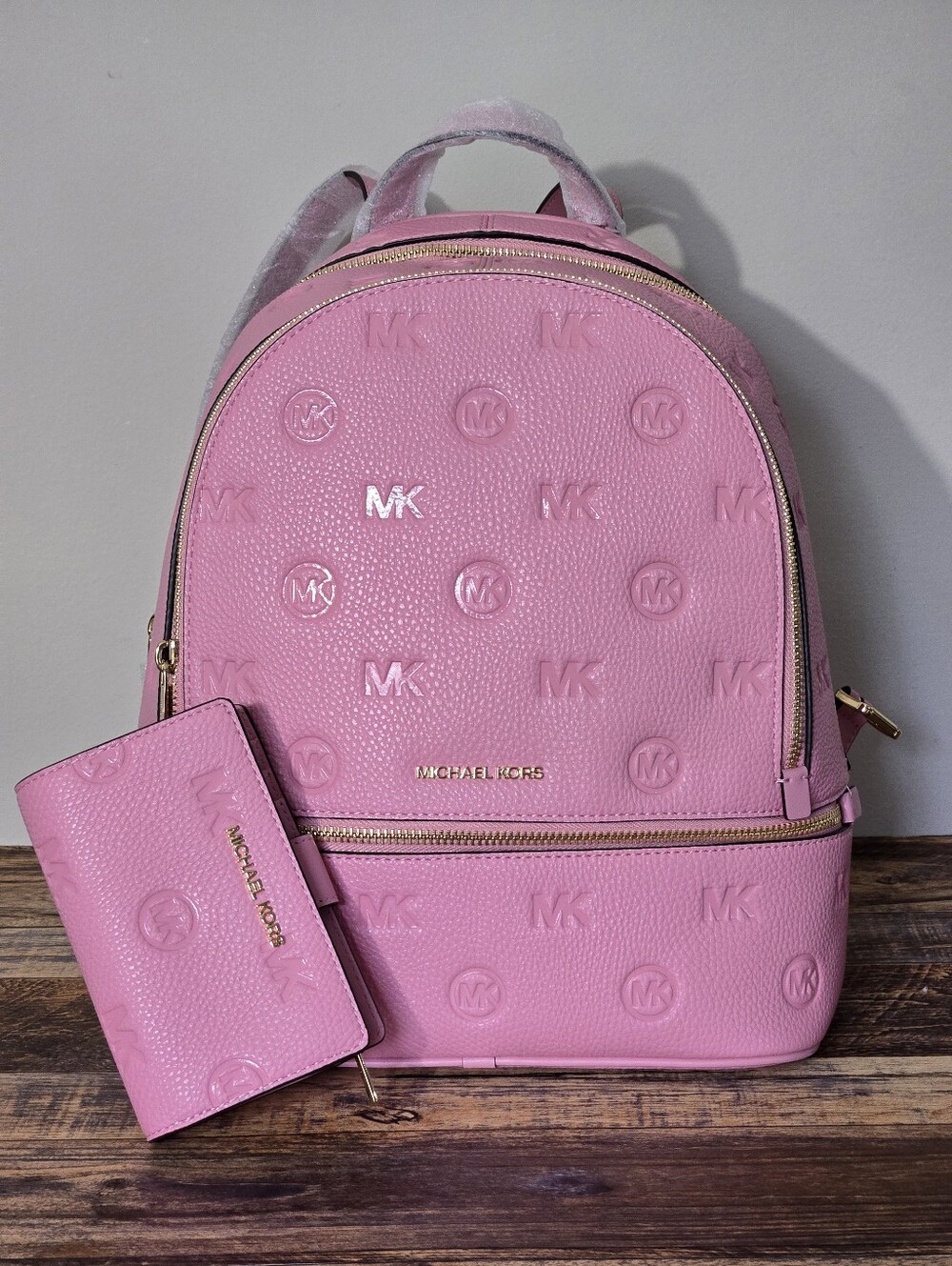 NWT Michael Kors Rhea Debossed Backpack And Wallet